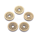 Tibetan Style Alloy Chinese Coin Pendants, Flat Round, Nickel Free, Antique Bronze, 24x0.9mm(PALLOY-WH0060-01B-NF)