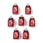 Strawberry Jam Resin Pendants, with Platinum Plated Iron Loop, Red, 21.5x16.5x11mm, Hole: 2mm(RESI-Z034-04P)