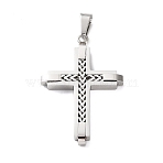 Easter 304 Stainless Steel Pendants, Cross Charms, Backside Brushed Finish Process, Stainless Steel Color, 47x31.5x5mm, Hole: 9x5mm(STAS-E527-01P)