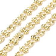 Rack Plating Brass Polygon Link Chains, Soldered, with Spool, Cadmium Free & Lead Free, Real 18K Gold Plated, 6.5x3x2mm, 5.5x8mm(CHC-C005-09G)