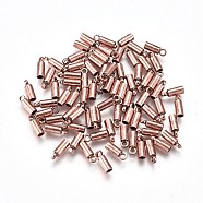 Brass Cord Ends, End Caps, Red Copper, 6x2mm, Hole: 1mm, Inner Diameter: 1.5mm(X-KK-F769-22R)