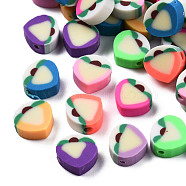 Handmade Polymer Clay Beads, Peach, Mixed Color, 9~9.5x9.5~10x4.5mm, Hole: 1.2~1.8mm(CLAY-N008-80-B)
