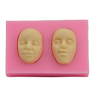 Comedy and Tragedy Masks Food Grade Silicone Molds, Fondant Molds, For DIY Cake Decoration, Candy, Chocolate, UV Resin & Epoxy Resin Craft Making, Hot Pink, 39.5x60.5x14.5mm, Inner Diameter: 27.5x19.5mm(DIY-L045-001)