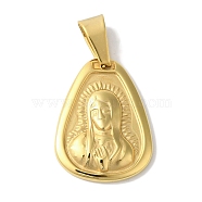 Ion Plating(IP) 304 Stainless Steel Pendants, Teardrop with Virgin Mary Charms, Golden, 20x15x2.5mm, Hole: 7x4mm(STAS-Z075-21G)