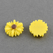 Flatback Hair & Costume Accessories Ornaments Resin Flower Daisy Cabochons, Gold, 13x4mm(CRES-Q101-06)