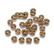 Tibetan Style Wavy Spacer Beads, Cadmium Free & Lead Free, Twist Flat Round, Antique Bronze, 7x1mm, Hole: 1mm(TIBEB-A101871-AB-LF)