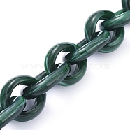 Transparent Acrylic Handmade Cable Chain, Oval, Dark Green, 20x18x8mm, about 39.37 inch(1m)/strand(AJEW-JB00546-05)