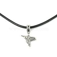 Alloy Bird Pendant Necklaces, with Imitation Leather Cords, Antique Silver, 17.20 inch(43.7cm), Pendant: 15x17mm(NJEW-JN04558-03)