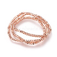 Electroplated Non-magnetic Synthetic Hematite Beads Strands, Long-Lasting Plated, Rondelle, Faceted, Rose Gold Plated, 3x2mm, Hole: 0.6mm, about 183~223pcs/strand, 16.14 inch(41cm)(G-M359-03RG)