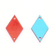 Sew on Rhinestone, Acrylic Mirror, Two Holes, Garments Accessories, Rhombus, Red, 24x14~14.5x1.5mm, Hole: 1.4mm(FIND-WH0090-05B)