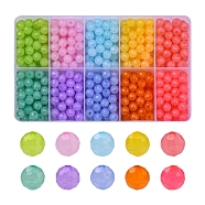 600Pcs 10 Colors Transparent Acrylic Beads, Dyed, Faceted, Round, Mixed Color, 8x7.5mm, Hole: 1.6mm, 60pcs/color(MACR-YW0001-83)