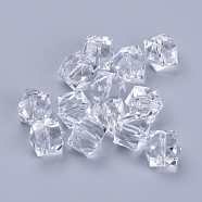 Transparent Acrylic Beads, Faceted, Cube, Clear, 8x8x7.5mm, Hole: 1.4mm(X-TACR-Q259-8mm-V01)