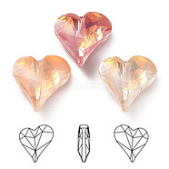 Electroplate K9 Glass Rhinestone Cabochons, Point Back & Back Plated, Faceted, Heart, Mixed Color, 9x8x4mm(RGLA-M016-E02-AM)