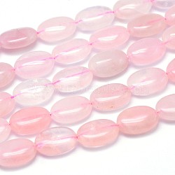 Natural Rose Quartz Flat Oval Bead Strands, 14x10x6mm, Hole: 1mm, about 29pcs/strand, 15.7 inch(G-M206-28)