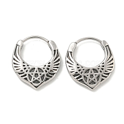 316 Surgical Stainless Steel Hoop Earrings, Pentagram, Antique Silver, 19x16mm(EJEW-D096-07B-AS)