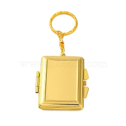 Iron Folding Mirror Keychain, Travel Portable Compact Pocket Mirror, Blank Base for UV Resin Craft, Golden, Rectangle, 10cm(KEYC-U002-01G-01)