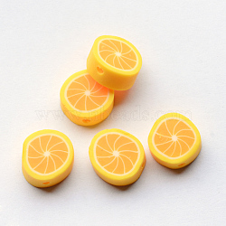 Handmade Polymer Clay Lemon Beads, Gold, 10x4.5mm, Hole: 1~2mm(X-CLAY-Q170-12)