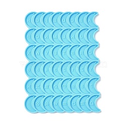 Letter/Number/Constellation Pattern DIY Crescent Moon Pendant Silicone Molds, Resin Casting Molds, for UV Resin & Epoxy Resin Jewelry Making, Deep Sky Blue, 106x77x3mm, Hole: 1mm, Inner Diameter: 16.5x6.5mm(SIMO-C007-03)