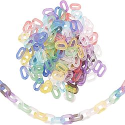 SUPERFINDINGS Transparent Acrylic Linking Rings, Quick Link Connectors, for Cable Chains Making, Frosted, Oval, Mixed Color, 31x19.5x5.5mm, Inner Diameter: 19.5x7.5mm, 10 colors, 20pcs/color, 200pcs/set(OACR-FH0001-012)