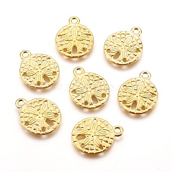 Tibetan Style Alloy Pendants, Sand Dollar, Cadmium Free & Nickel Free & Lead Free, Golden, 19x15x2mm, Hole: 2mm(X-TIBEP-GC017-G-NR)