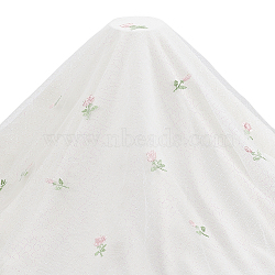 Polyester Flower Pattern Mesh Fabric, Clothing Accessories, Pink, 150x0.01cm(SENE-WH0003-45A)