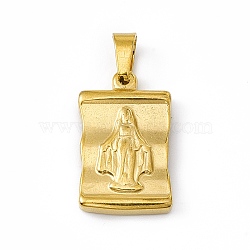 304 Stainless Steel Pendants, Rectangle with Queen and Cross, Golden, 24x15x4mm, Hole: 6x5mm(STAS-H171-03G)
