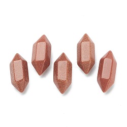 Faceted No Hole Synthetic Goldstone Beads, Double Terminated Point, for Wire Wrapped Pendants Making, 19~22x7~8mm(G-K034-20mm-11)