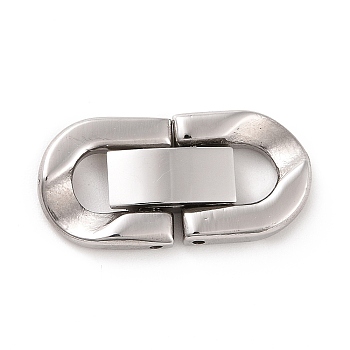 304 Stainless Steel Fold Over Clasps, for Bracelet Necklace Making, Stainless Steel Color, 22.5x11x3.5mm, Hole: 5x3mm