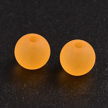 Transparent Acrylic Ball Beads, Frosted Style, Round, Orange, 8mm, Hole: 2mm, about 1892pcs/500g