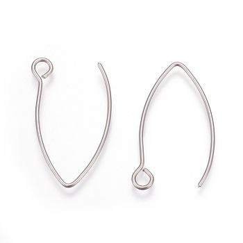 304 Stainless Steel Earring Hooks, Ear Wire, with Horizontal Loop, Stainless Steel Color, 26x15.5mm, Hole: 2.5mm, 20 Gauge, Pin: 0.8mm