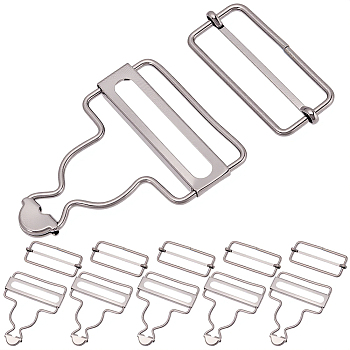 6Bags Adjustable Alloy Buckle, For Bib Pants, Gunmetal, 64x52x4mm