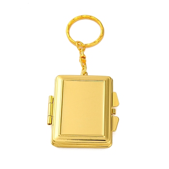 Iron Folding Mirror Keychain, Travel Portable Compact Pocket Mirror, Blank Base for UV Resin Craft, Golden, Rectangle, 10cm