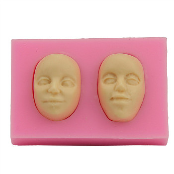 Comedy and Tragedy Masks Food Grade Silicone Molds, Fondant Molds, For DIY Cake Decoration, Candy, Chocolate, UV Resin & Epoxy Resin Craft Making, Hot Pink, 39.5x60.5x14.5mm, Inner Diameter: 27.5x19.5mm