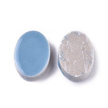 Porcelain Cabochons, Oval, Sky Blue, 12.5x18x5mm, 60pcs/bag