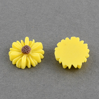 Flatback Hair & Costume Accessories Ornaments Resin Flower Daisy Cabochons, Gold, 13x4mm