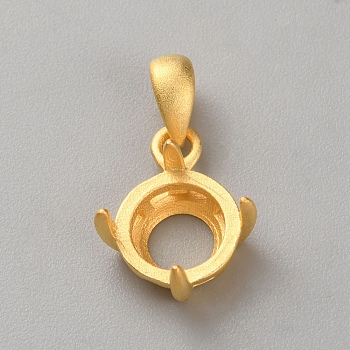 Sterling Silver Irregular Cabochon Settings, Real 18K Gold Plated,  Tray 9mm, 14.5x11x6mm, Hole: 5x3mm