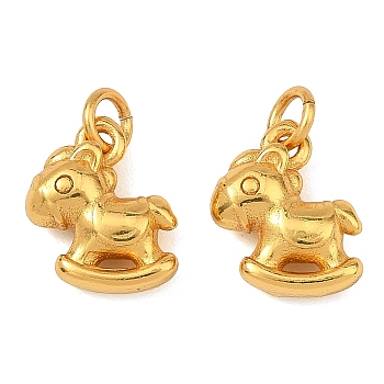 Brass Charms, Rocking Horse Charms, Rack Plating, Long-Lasting Plated, Lead Free & Cadmium Free, Real 24K Gold Plated, 10.5x9x4mm, Hole: 2mm