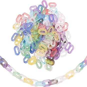 SUPERFINDINGS Transparent Acrylic Linking Rings, Quick Link Connectors, for Cable Chains Making, Frosted, Oval, Mixed Color, 31x19.5x5.5mm, Inner Diameter: 19.5x7.5mm, 10 colors, 20pcs/color, 200pcs/set