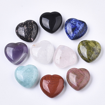 Natural GemStone, Heart Love Stone, Pocket Palm Stone for Reiki Balancing, 30x30.5x12.5mm