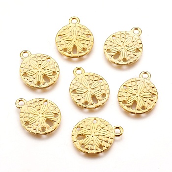 Tibetan Style Alloy Pendants, Sand Dollar, Cadmium Free & Nickel Free & Lead Free, Golden, 19x15x2mm, Hole: 2mm