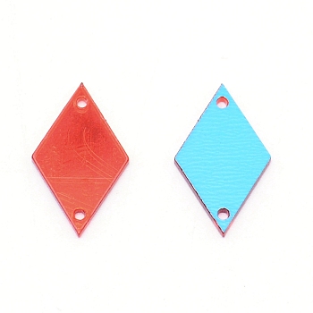 Sew on Rhinestone, Acrylic Mirror, Two Holes, Garments Accessories, Rhombus, Red, 24x14~14.5x1.5mm, Hole: 1.4mm