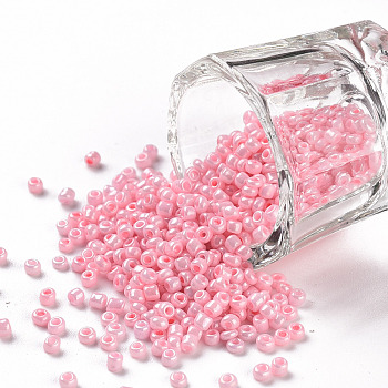 Glass Seed Beads, Opaque Colours Seed, Round, Pink, 2mm, Hole:1mm, about 6666pcs/100g
