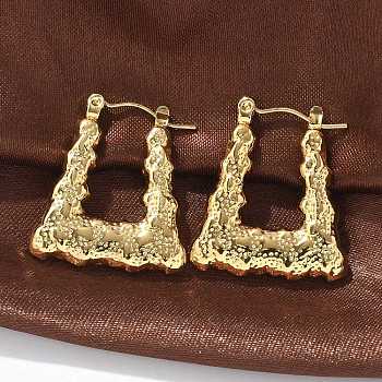 304 Stainless Steel Hoop Earrings for Women, Ion Plating(IP), Trapezoid, Real 18K Gold Plated, 25.5x22.5x4mm