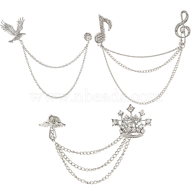 Alloy+Rhinestone Hanging Chain Brooch