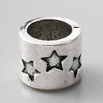 Alloy European Beads, Large Hole Beads, Column with Star, Antique Silver, 12.5x10.5mm, Hole: 8.5mm(FIND-TAC0014-89G)