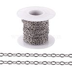 304 Stainless Steel Textured Cable Chains, Soldered, with Spool, Knurling, Stainless Steel Color, 2.5mm wide, 0.4mm thick, about 50m/roll(CHS-H007-05P-A)
