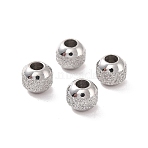 Non-Tarnish Textured 304 Stainless Steel Beads, Round, Stainless Steel Color, 4mm, Hole: 1.5mm(X-STAS-P306-01A-P)