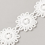 Polyester Lace Ribbon, Flower, for Clothes Accessories, White, 7/8 inch(22mm)(OCOR-WH0111-138B)