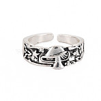 Mushroom Open Cuff Ring, Tibetan Style Alloy Jewelry for Men Women, Cadmium Free & Lead Free, Antique Silver, US Size 9 1/4(19.1mm)(RJEW-S038-205)