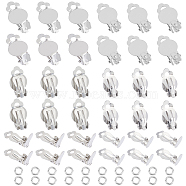 60Pcs 2 Size 304 Stainless Steel Clip-on Earring Findings, Clip on Earring Pads, Flat Round, with 100Pcs Open Jump Rings, Stainless Steel Color, 18~19.5x10~12x7~8.5mm, Hole: 3mm, 30Pcs/size(STAS-UN0051-68)